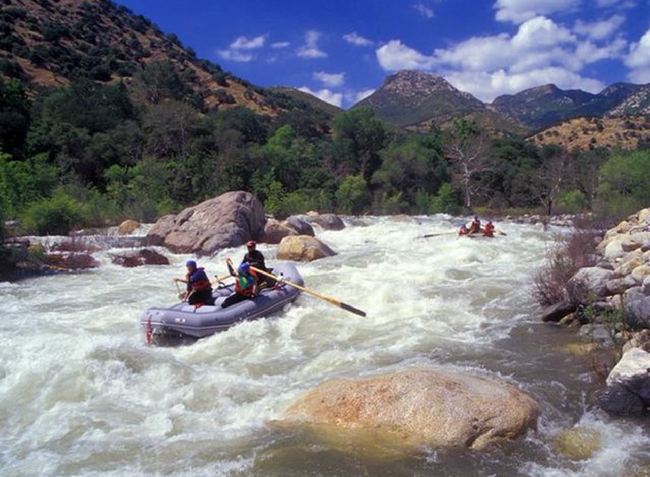 Rafting the Kaweah River when the rapids are moderate. 